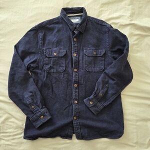 Ace Rivington Flannel Button Down Utility Shirt In Blue Size Large